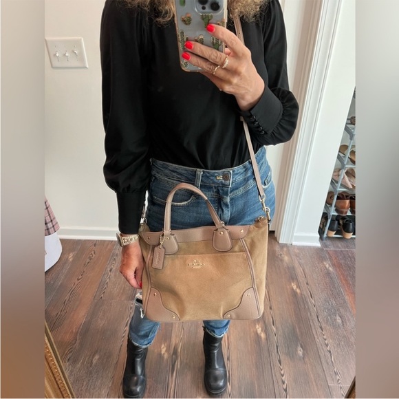 COACH Taupe Suede Leather Shoulder Mickie - Picture 8 of 16